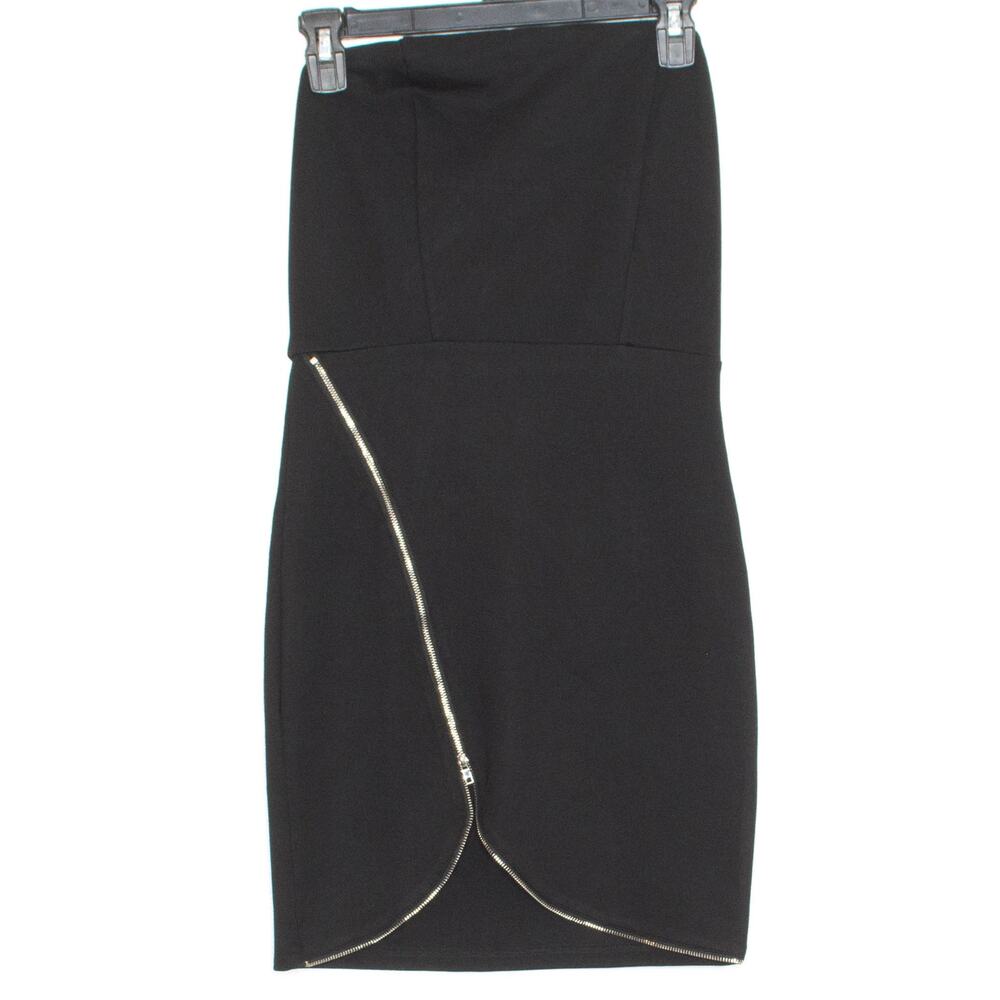 Superdown Womens Dress Strapless Zipper Mini Cocktail Zipper Black Size Small FU